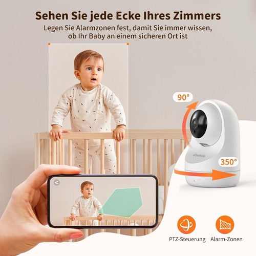 Baby monitor 3MP HD 5.5" con fotocamera wifi 3000mAh batteria inseguimento automatico - Foto 6 di 8