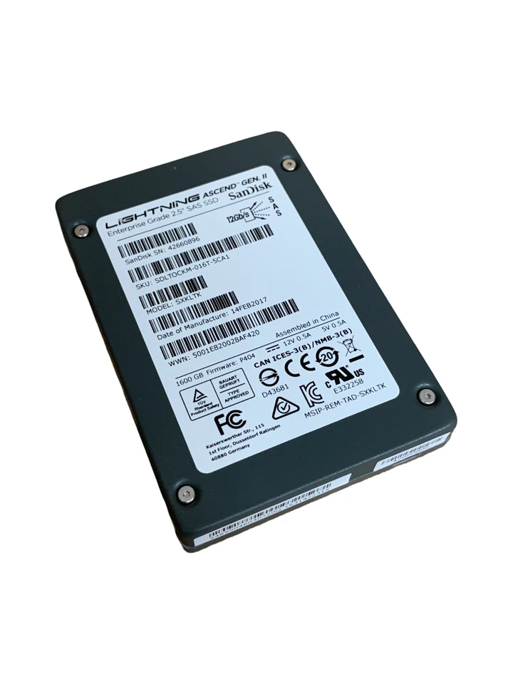 SanDisk Lightning Ascend Gen II 1.6TB SAS SSD 12Gbps 2.5" Enterprise Grade - Image 3 of 4
