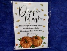Diaper Raffle Baby Shower Party Game Cards Kit 1 Standing Sign 50 Guessing Ca