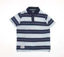 Store Twenty One Mens Blue Striped Cotton Polo Size S Collared Button