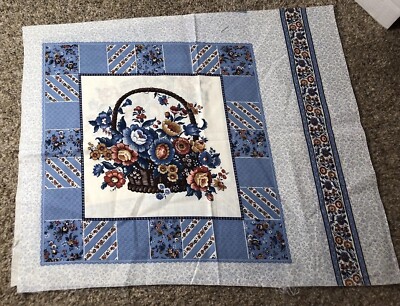 17''  x 42'' Cranston Cotton Fabric Flower Basket Panels Pillow Cheater Quilt (2)