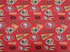 SAN FRANCISCO 49ERS NFL 44" WIDE 100% COTTON  1/2 YD PIECE BRAND NEW DESIGN