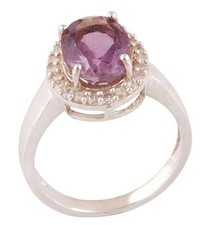925 Sterling Silver Amethyst Oval Gemstone Solitaire Ring Size 7 for Mother
