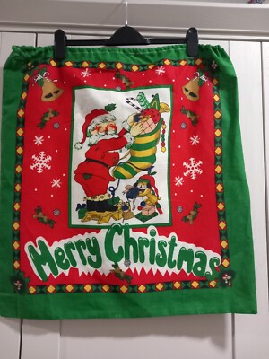 Vintage Weihnachten Weihnachtsgeschenk Strumpf Sack bedruckt Baumwolle Retro Nostalgie Deko