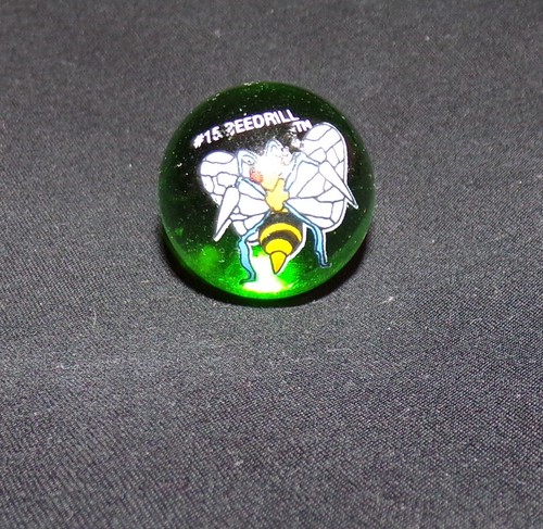 VINTAGE POKEMON BEEDRILL GREEN MARBLE #15 - Picture 2 of 9