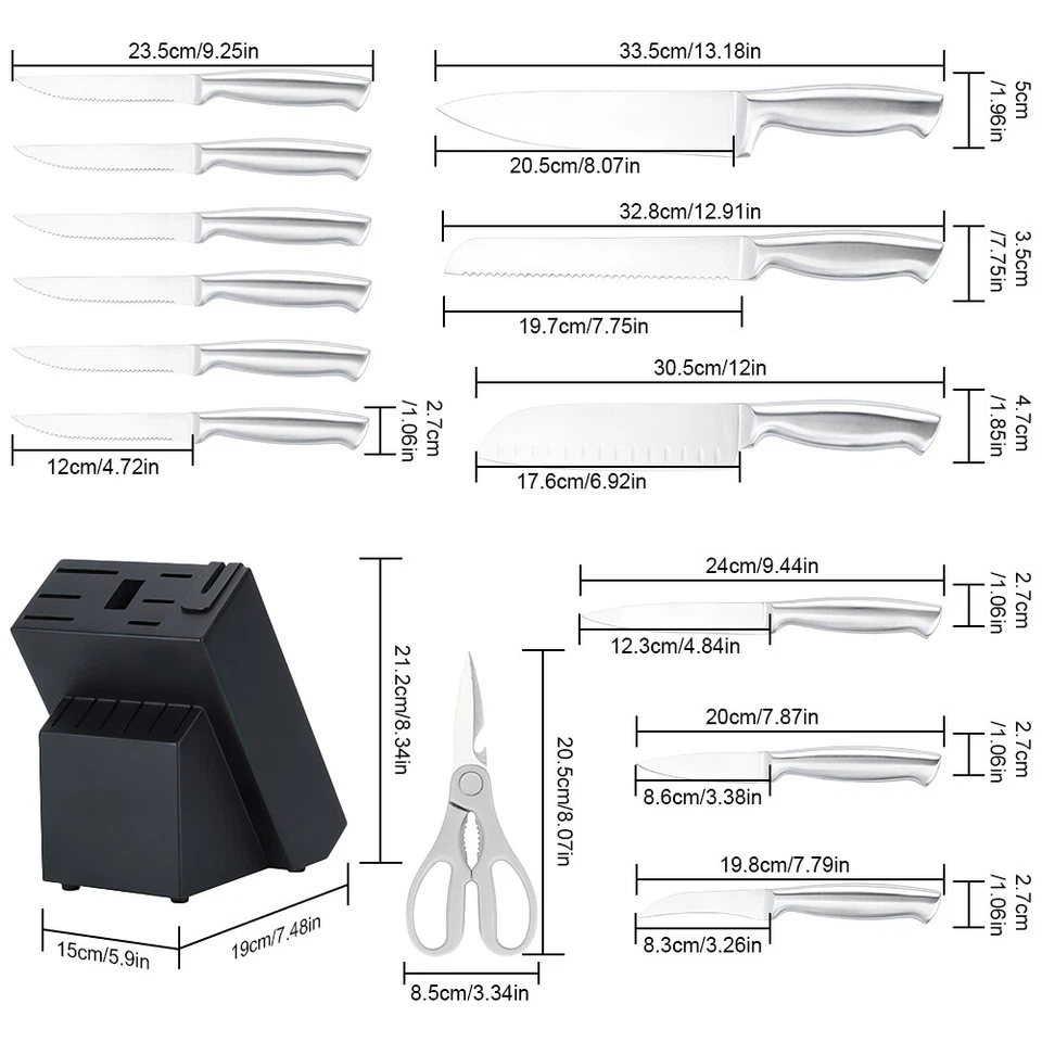 Messerblock Set 14-teilig Scharf Messerset mit Block Deutsche Klingen - Bild 4 von 4