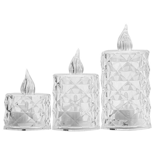 24PCS Flameless Tea Lights Candles Battery Operated Crystal Led Tealight ABS