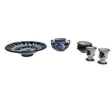 Fajalauza Terracotta Granada Ceramic Bowls Serving Dish Egg Cups Salt READ Set