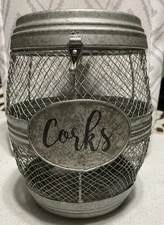 Wine Cork Holder Pier 1 Wire Barrel Cage - Metal 9 “height 6.5”wide