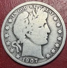 1907 50C Barber Half Dollar. Free Shipping