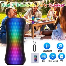 Dual 3" Portable Bluetooth DJ Party Speaker 2500W LED Party Light FM/USB/TF/TWS