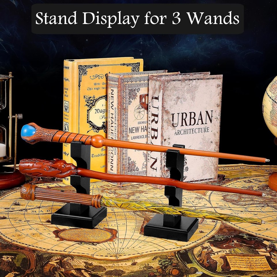 ChampWe Wizard Wand Display Stand Wooden Magic Wands Holder 3 Tiered ...