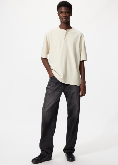 Uniqlo Dry Waffle Henley Neck T-Shirt Short Sleeve Japan Size (XS