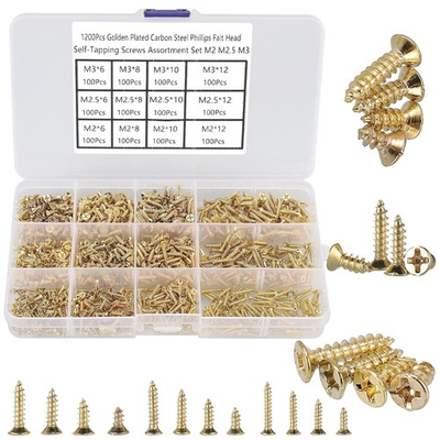#ad 1200Pcs Tiny Phillips Flat Head Self Tapping Screws for Wood Plastic and Soft M $19.00