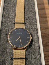 NEW Nordgreen Native Watch Gold Mesh Strap Black Dial Unisex Danish Minimalist