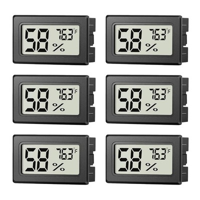 6 Pack Mini Digital Hygrometer Thermometer for Humidors & Reptile Tanks