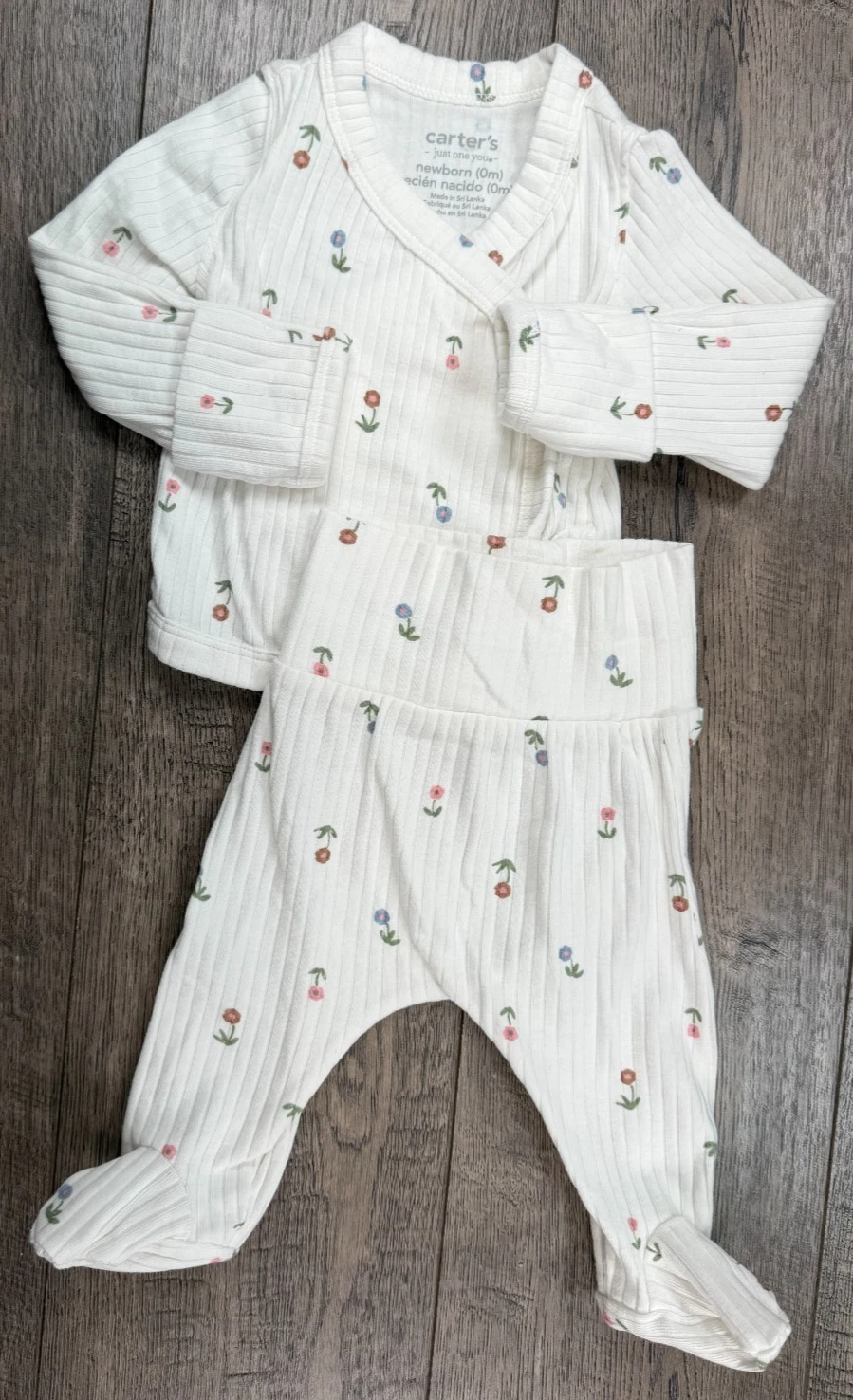 Baby Girl Clothes Nwot Just One You Carter's Newborn 2pc Flower Footed Outfit