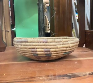 Vintage Southwestern Coiled Basket Bowl 11” Handwoven Tribal Pattern