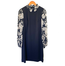 Tommy Hilfiger Shift Dress Size 2 Black Sheer Paisley Sleeves Witchy Whimsigoth