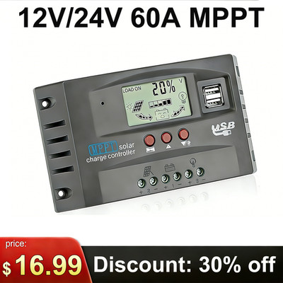 60A/100A MPPT Solar Charge Controller 12V/24V PV Battery Regulator with USB NEW