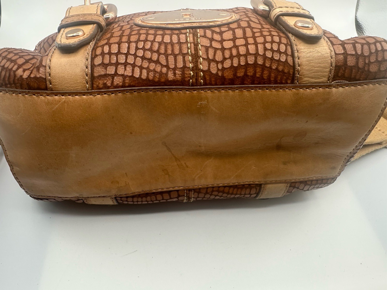 FOSSIL MADDOX BROWN PYTHON PRINT LEATHER SATCHEL … - image 6