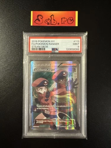 PSA 9 Pokémon Ranger Full Art Trainer XY Steam Siege 113/114 Pokémon Card