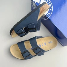 Birkenstock Arizona Birko-Flor Blue Leather Men's/Women's Casual Sandals