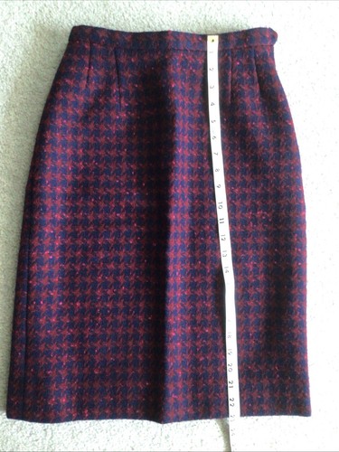 Vintage Pendleton Women’s 10 Fuchsia Navy Houndstooth Virgin Wool Pencil Skirt - Picture 5 of 5