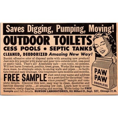 Burson Laboratories Saves Digging Pumping Moving Chicago IL 1952 Ad SAJ1-4