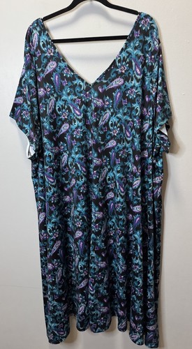 Roaman’s Kleid Größe 4X schwarz mit mehrfarbigem Blumenmuster