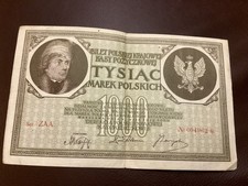 Bilet Tysiac Marek Polskich 1000 notes from 1919, Polish bank note vintage