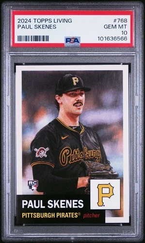 2024 Topps Living Set # 768 PAUL SKENES RC Pittsburgh Pirates  GEM MINT PSA 10
