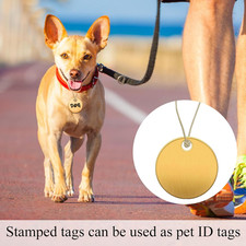 50 Pieces Brass Tags for Stamping 1 Inch Round Gold Blank Brass Tags with Hol...