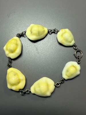 Vintage Cowrie Shell Bracelet Silver Chain Seashell Jewelry (8.5'') Tiki Style