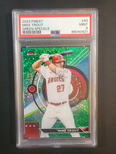 2023 Topps Finest #90 Mike Trout Green Speckle /125 PSA 10