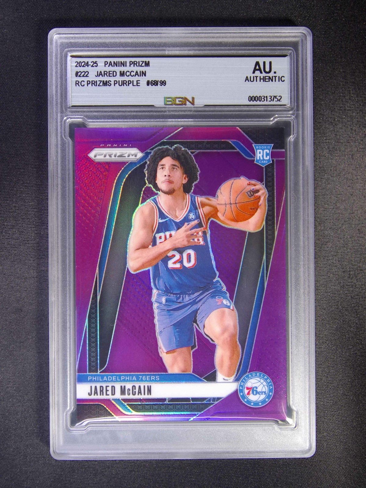 2024-25 Panini Prizm Jared McCain #222 RC Rookie Purple /99