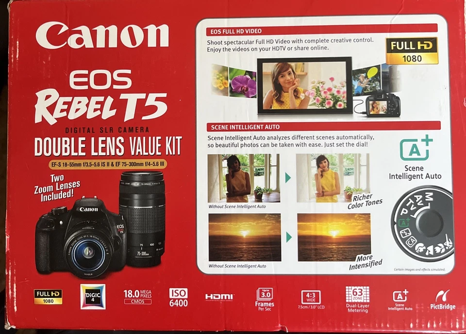 Cámara digital Canon EOS Rebel T5 SLR 2 LENTES 18-55 mm nueva en caja  Foto 4 de 4