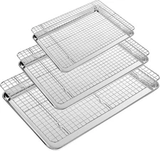 Baking Sheet with Wire Rack Set of 6,3 Cookie Sheets for baking + 3 Cooking Rack