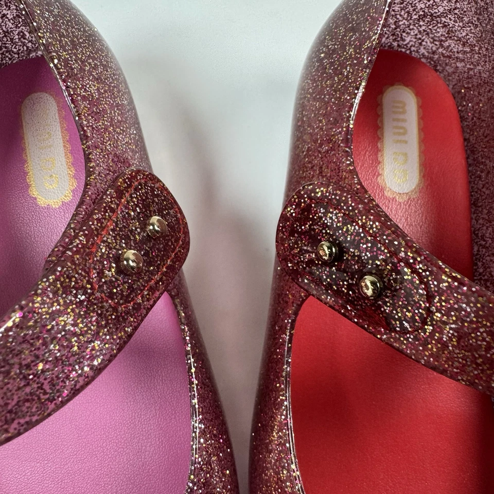 Мини DD молодежи девочек бант желе опрятный блестящий туфли красный/розовый лот из 2 размер 12 - Изображение 4 из 4