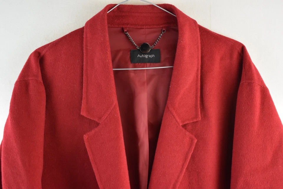 MARKS AND SPENCER Autograph Red Long Coat size Uk 14 Womens Wool Casual Outdoors - Image 2 of 4