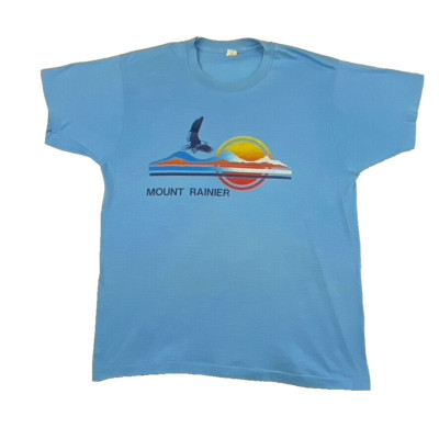 Vintage National Park Shirt Adult Medium Mount Rainier 80s Thin Graphic Hiking T