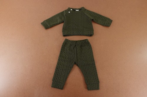 Pat Pat Baby 6-9 Month Dark Green Ribbed Knit 2 Piece Long Sleeve Jogger Set NWT - 第 1/6 張圖片