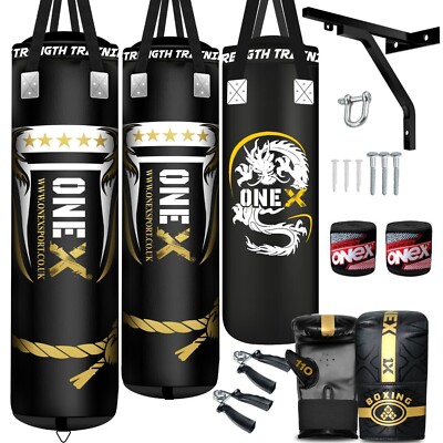 Boxsack 3ft/4ft/5ft Training Übung Hängetasche Kickboxen 14-teiliges Set Onex