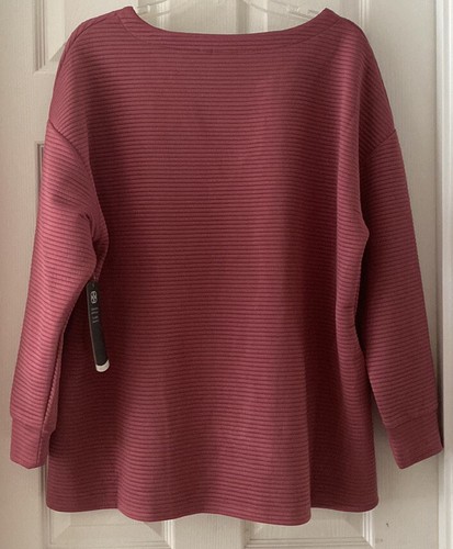 Daisy Fuentes Fit NWT Ribbed Pullover Women's Size 1X Mauve Side Zippers - Picture 7 of 8