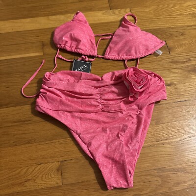 Pink Beautiful Flower Bikini Size 8-10