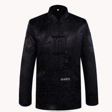 Chinese Traditional Men's Collar Silk Tang Suit Clothing Kung Fu Jacket Coat Men