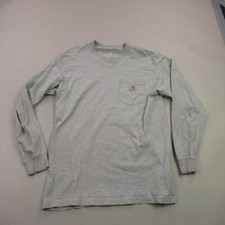Carhartt Shirt Mens Medium Long Sleeve Crew Neck Lightweight Pocket Gray