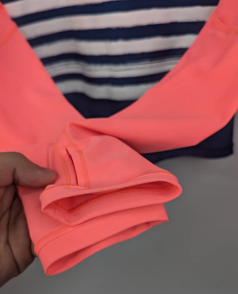 Ivivva Girls Underwater Paradise Rash Guard Pink Blue Striped Crew Neck Size 14 - Image 2 of 4