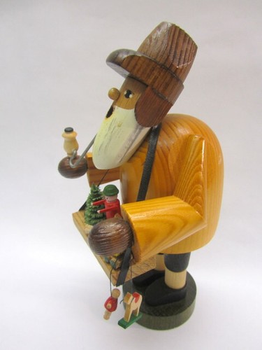 Erzgebirge KWO Räuchermann Räuchermännchen Spielzeughändler Bauchladen Holz 19cm - Bild 6 von 13