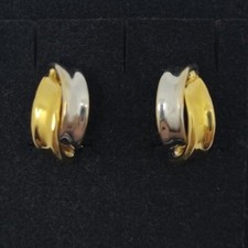Pendientes oro 18k 750 Mls. Bicolor Cierre Omega 15 MM. 3,60 Gramos